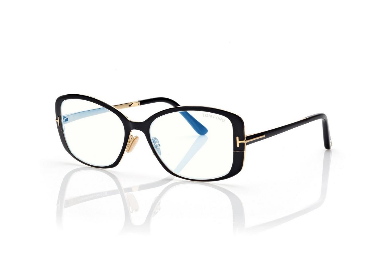 TOM FORD OM BLACK LUNETTES RECTANGULAIRES LUMI&Egrave;RE BLEUE