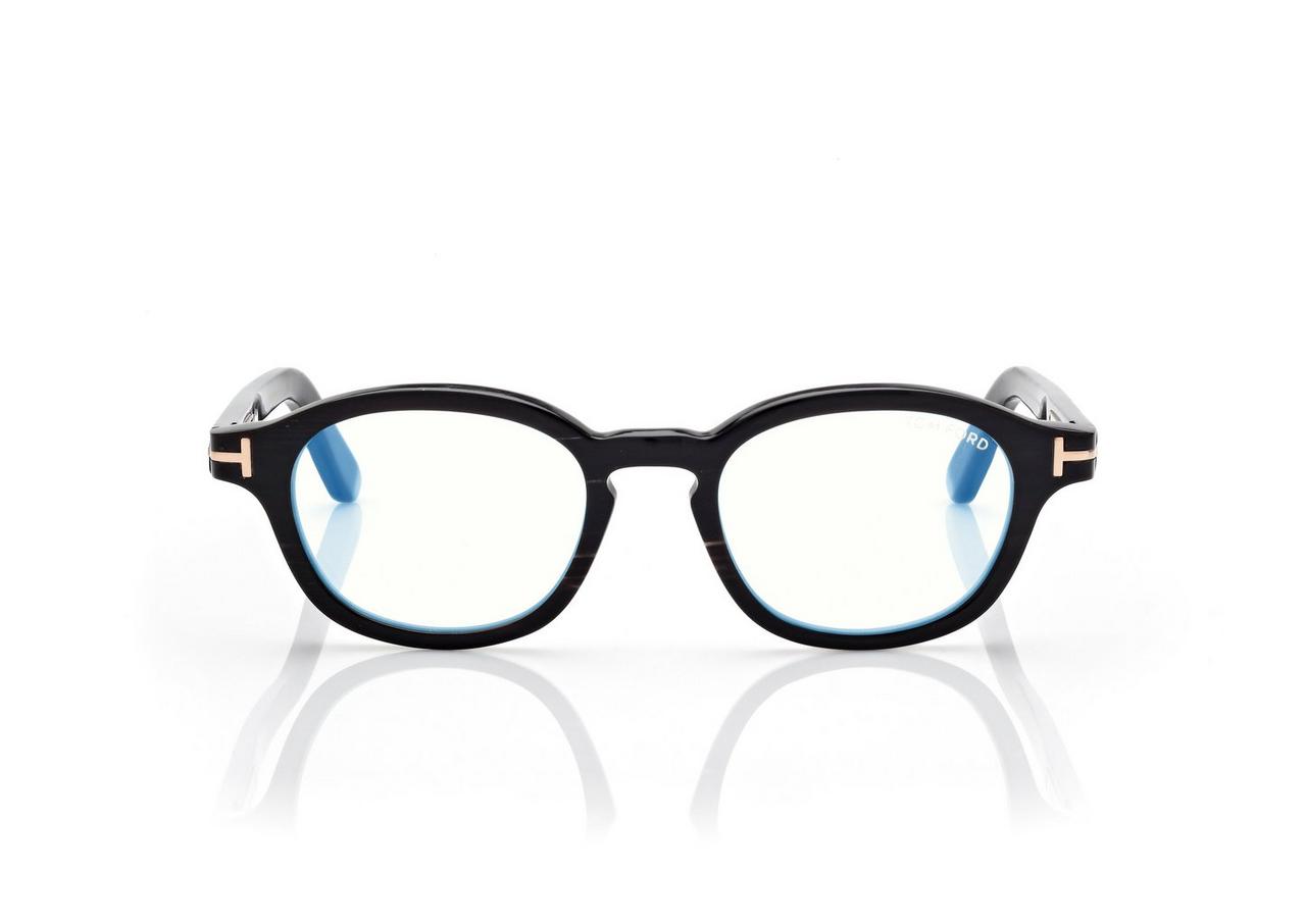 TOM FORD HORN BLACK HORN ROUND HORN BLUE BLOCK OPTICALS
