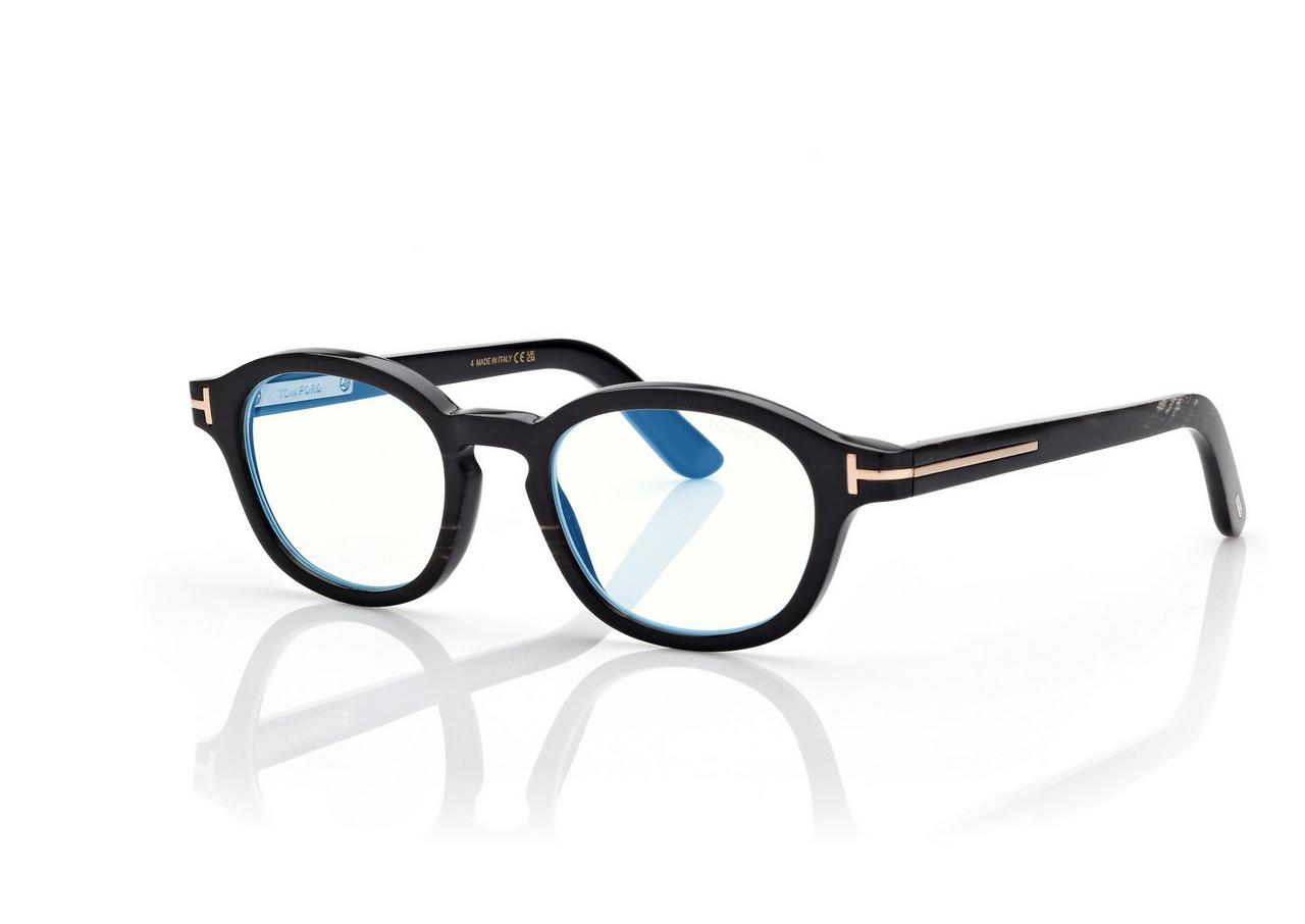 TOM FORD HORN BLACK HORN ROUND HORN BLUE BLOCK OPTICALS
