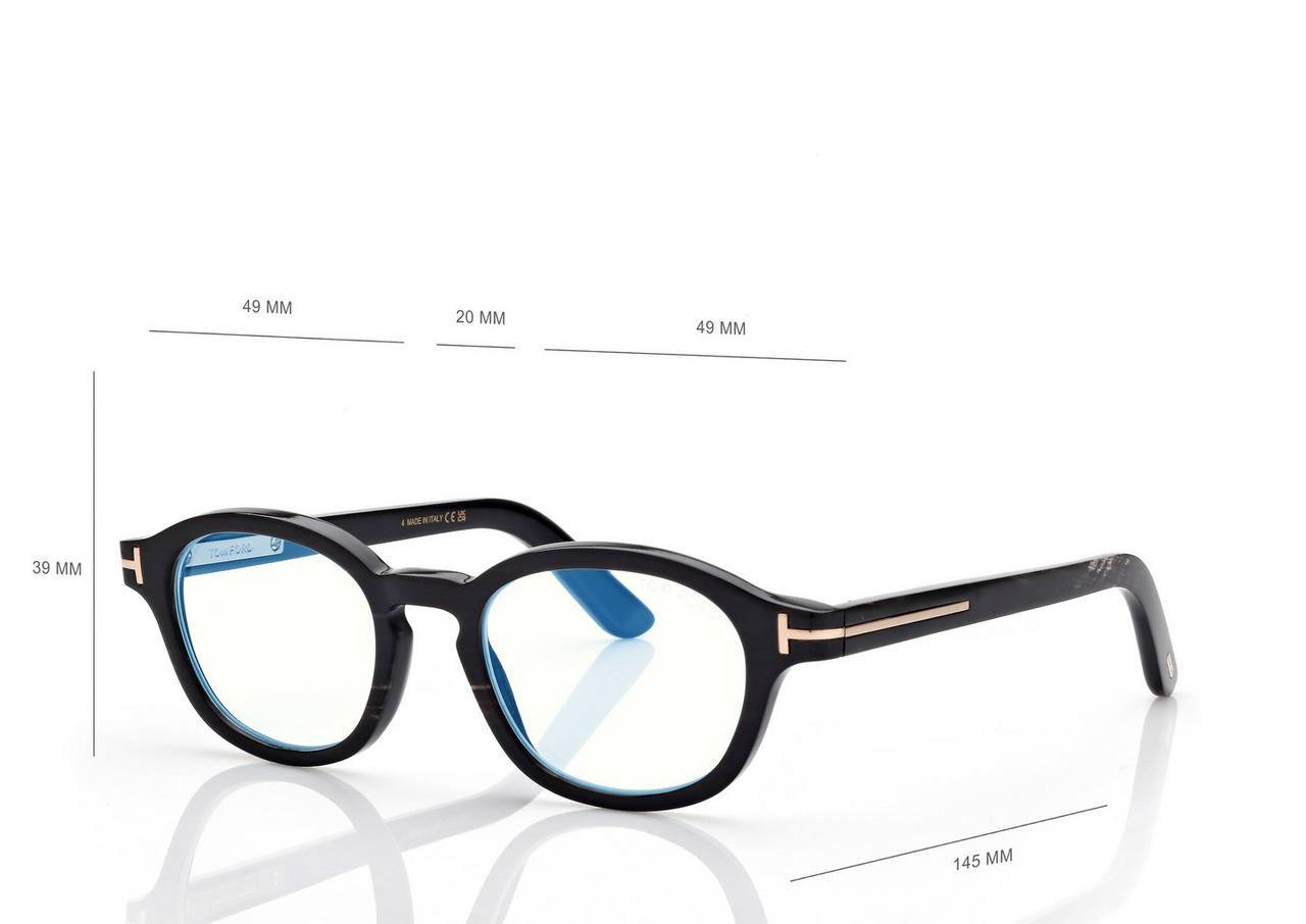 TOM FORD HORN BLACK HORN ROUND HORN BLUE BLOCK OPTICALS