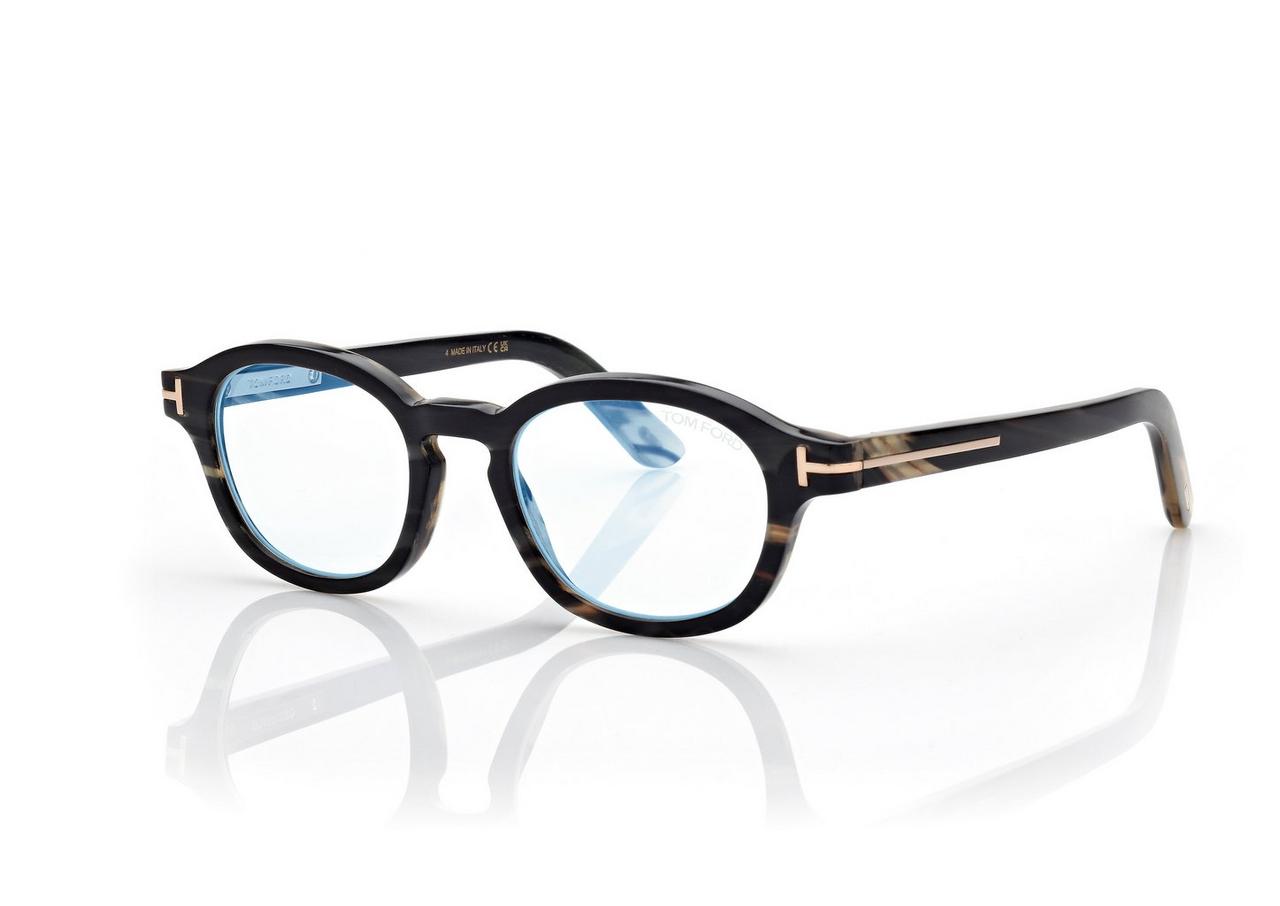 TOM FORD HORN LIGHT HORN ROUND HORN BLUE BLOCK OPTICALS