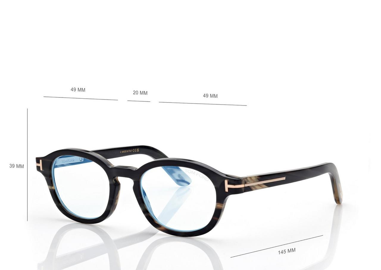 TOM FORD HORN LIGHT HORN ROUND HORN BLUE BLOCK OPTICALS