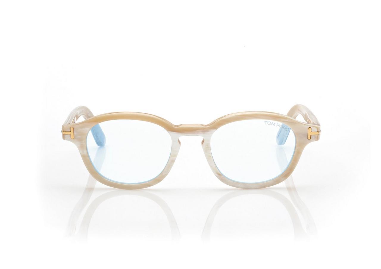 TOM FORD HORN BROWN HORN ROUND HORN BLUE BLOCK OPTICALS