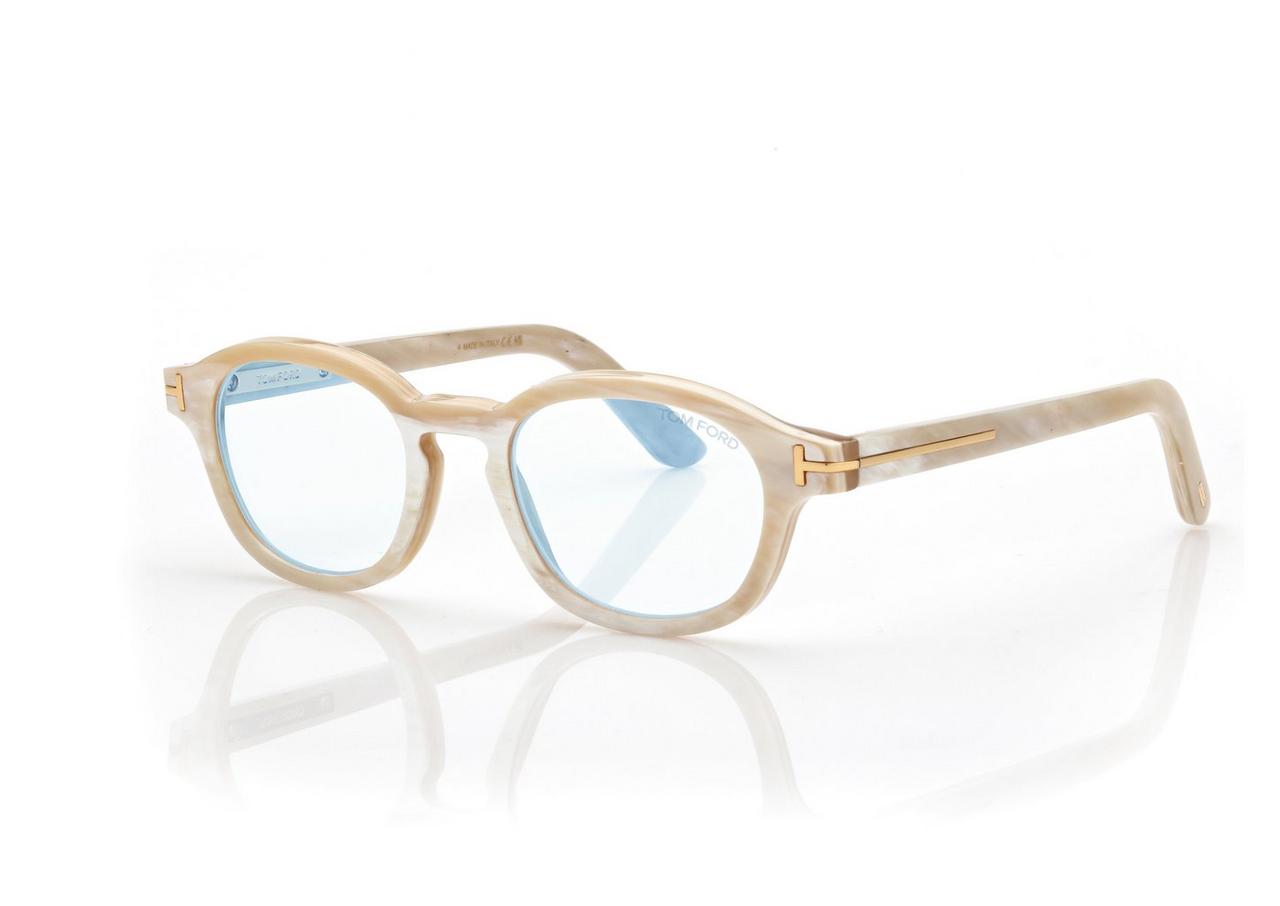 TOM FORD HORN BROWN HORN ROUND HORN BLUE BLOCK OPTICALS