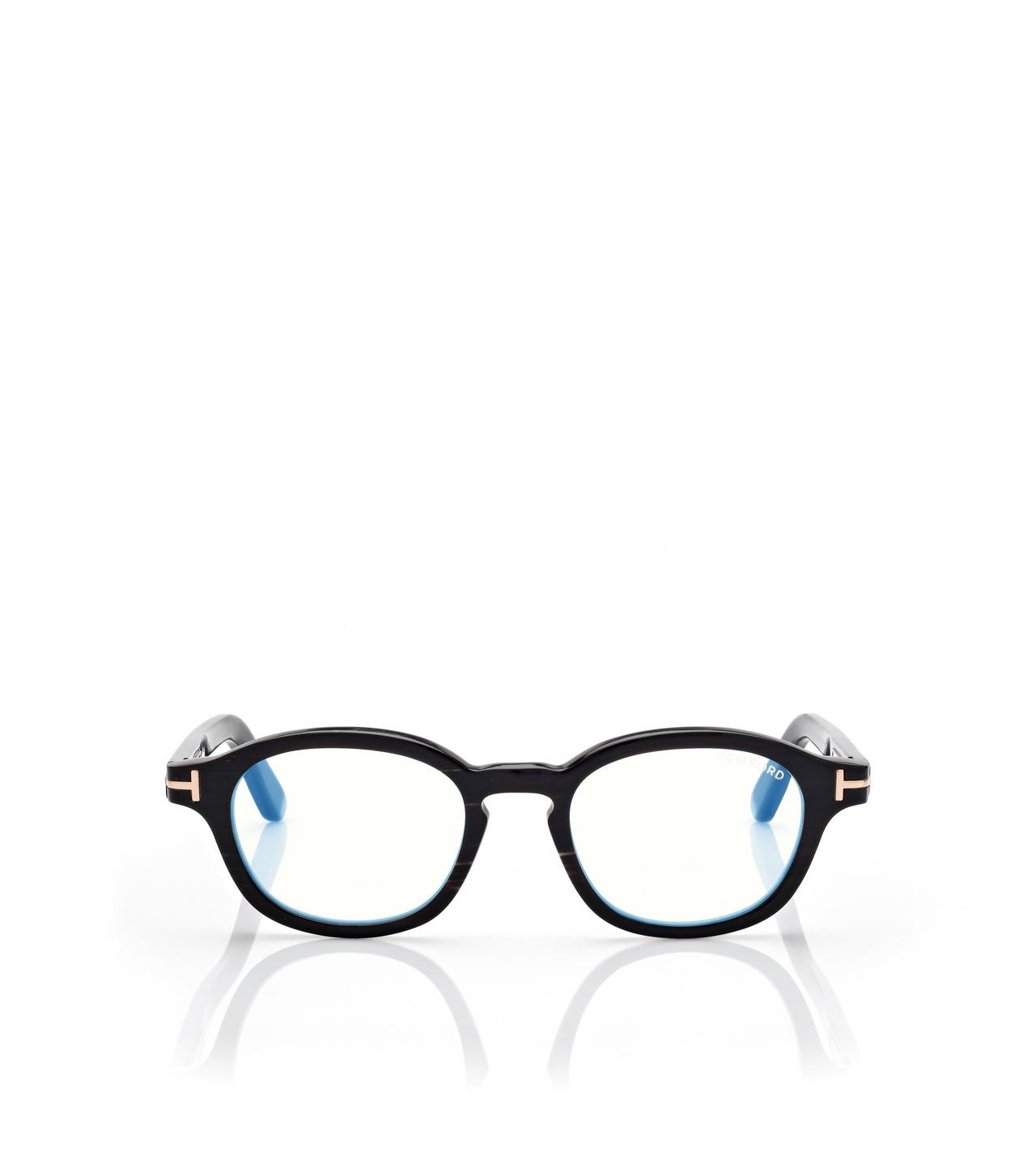 TOM FORD HORN BLACK HORN ROUND HORN BLUE BLOCK OPTICALS