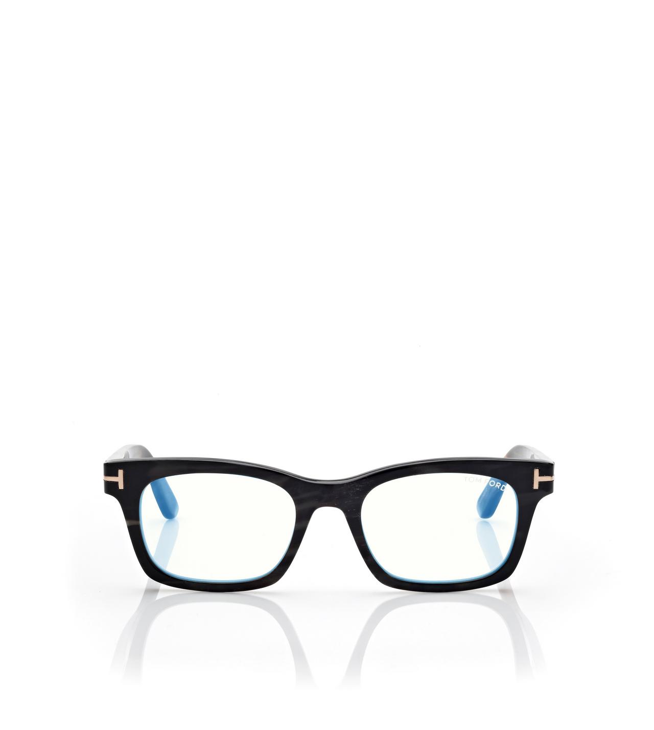 TOM FORD HORN COLOURED HORN SQUARE HORN BLUE BLOCK OPTICALS