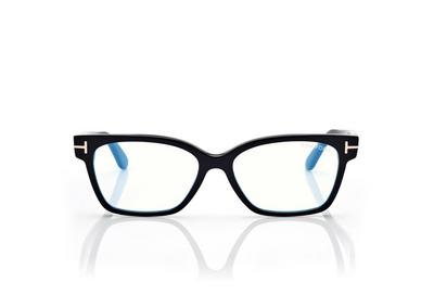 TOM FORD OM SHINY BLACK BLUE BLOCK RECTANGULAR OPTICALS