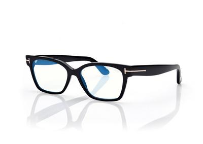 TOM FORD OM SHINY BLACK BLUE BLOCK RECTANGULAR OPTICALS