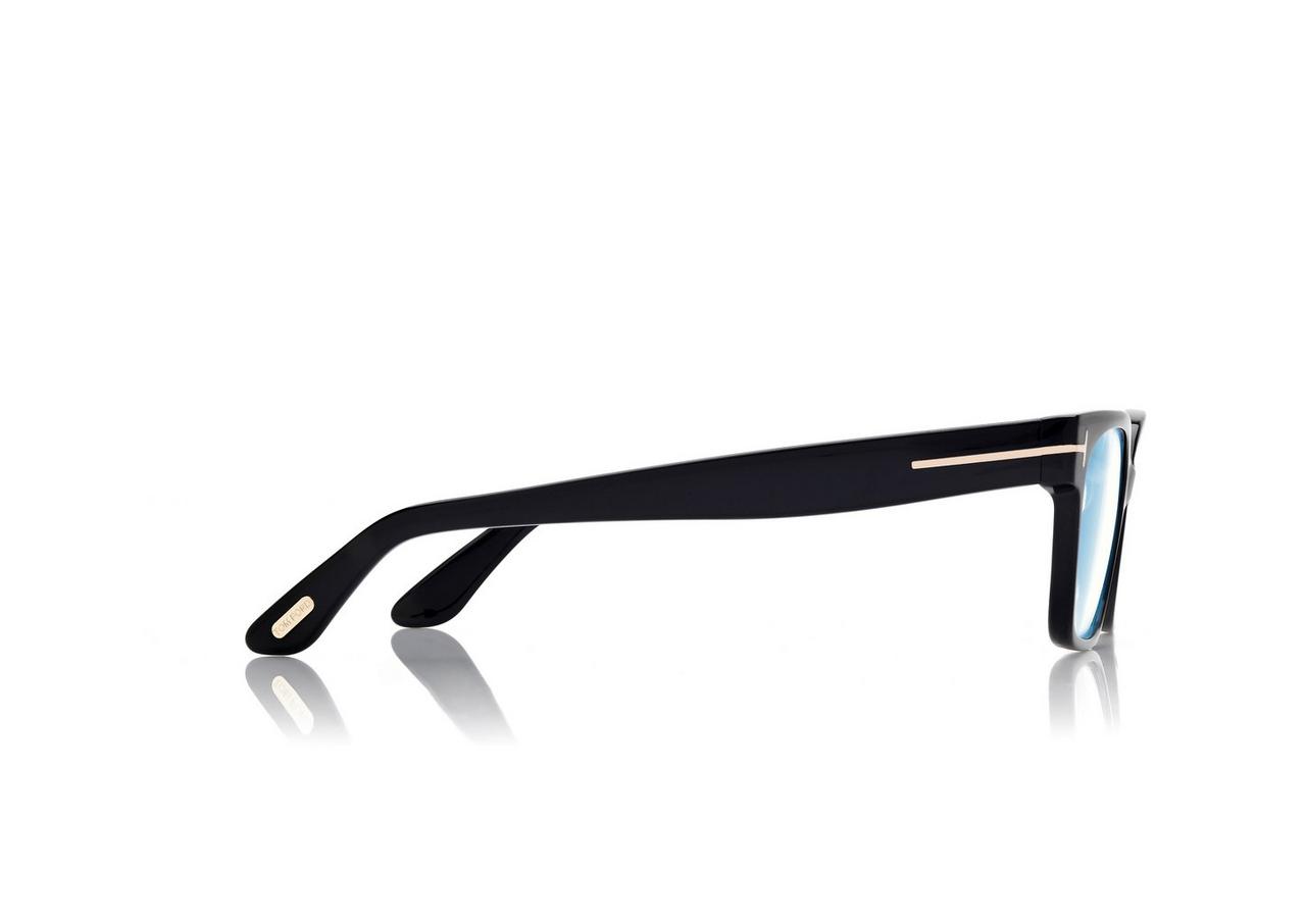 TOM FORD OM SHINY BLACK BLUE BLOCK RECTANGULAR OPTICALS