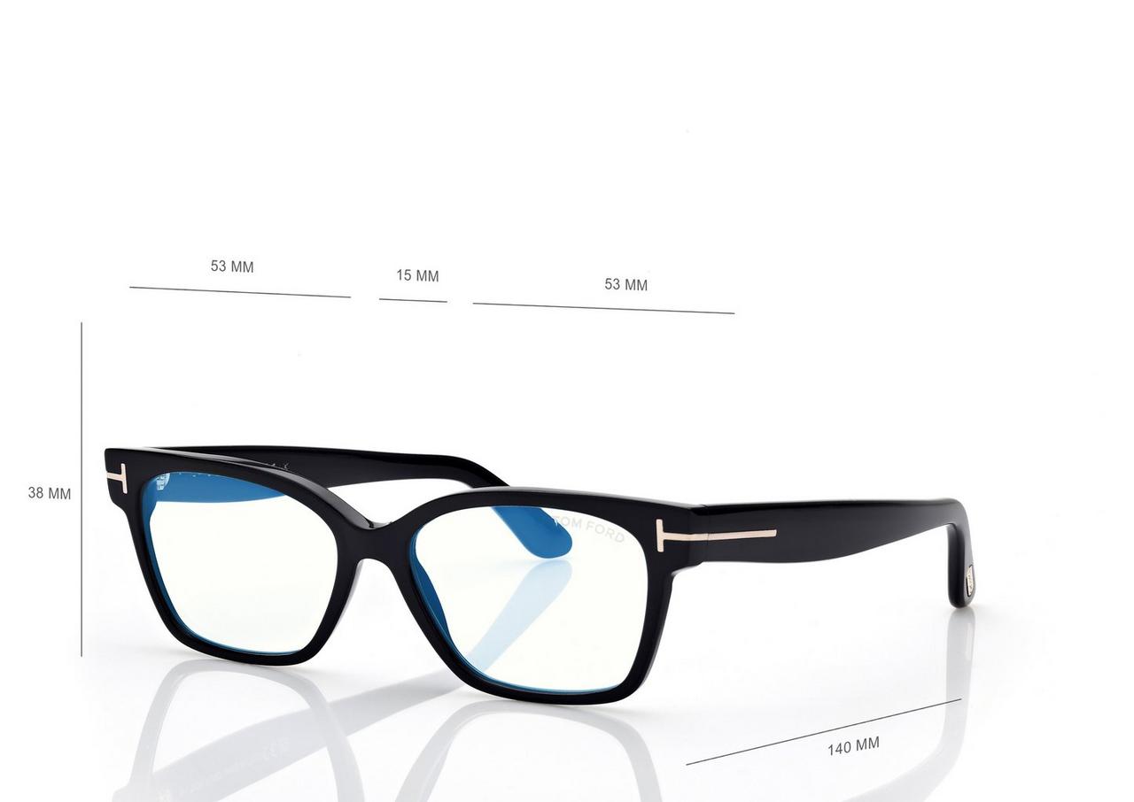 TOM FORD OM SHINY BLACK BLUE BLOCK RECTANGULAR OPTICALS