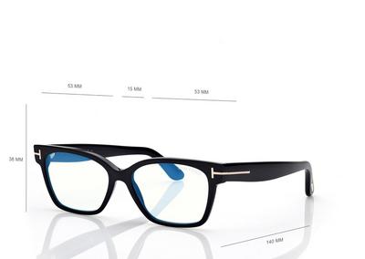 TOM FORD OM SHINY BLACK BLUE BLOCK RECTANGULAR OPTICALS