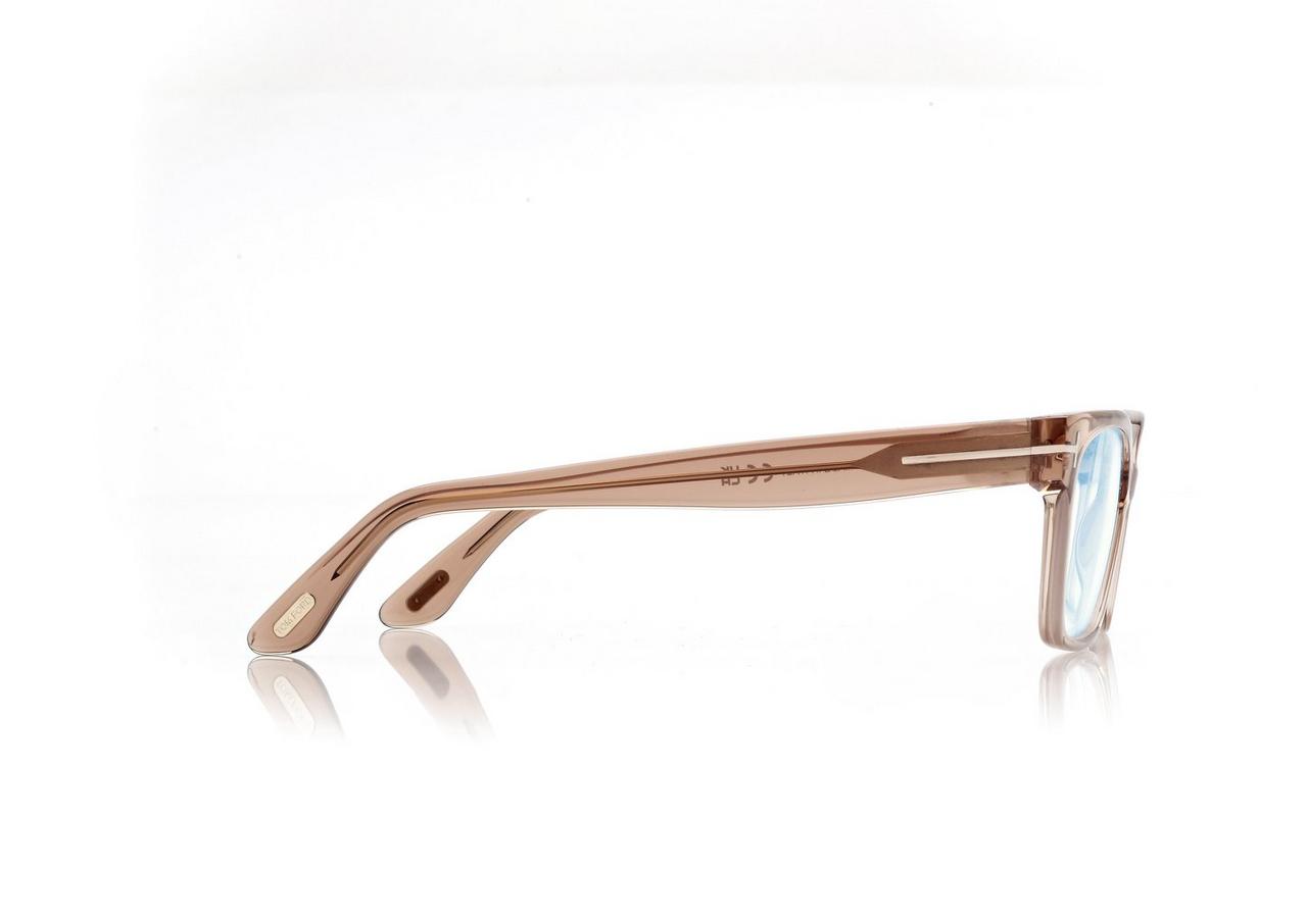 TOM FORD OM SHINY LIGHT BROWN BLUE BLOCK RECTANGULAR OPTICALS