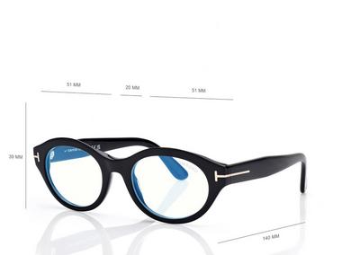 TOM FORD OM SHINY BLACK BLUE BLOCK OVAL OPTICALS