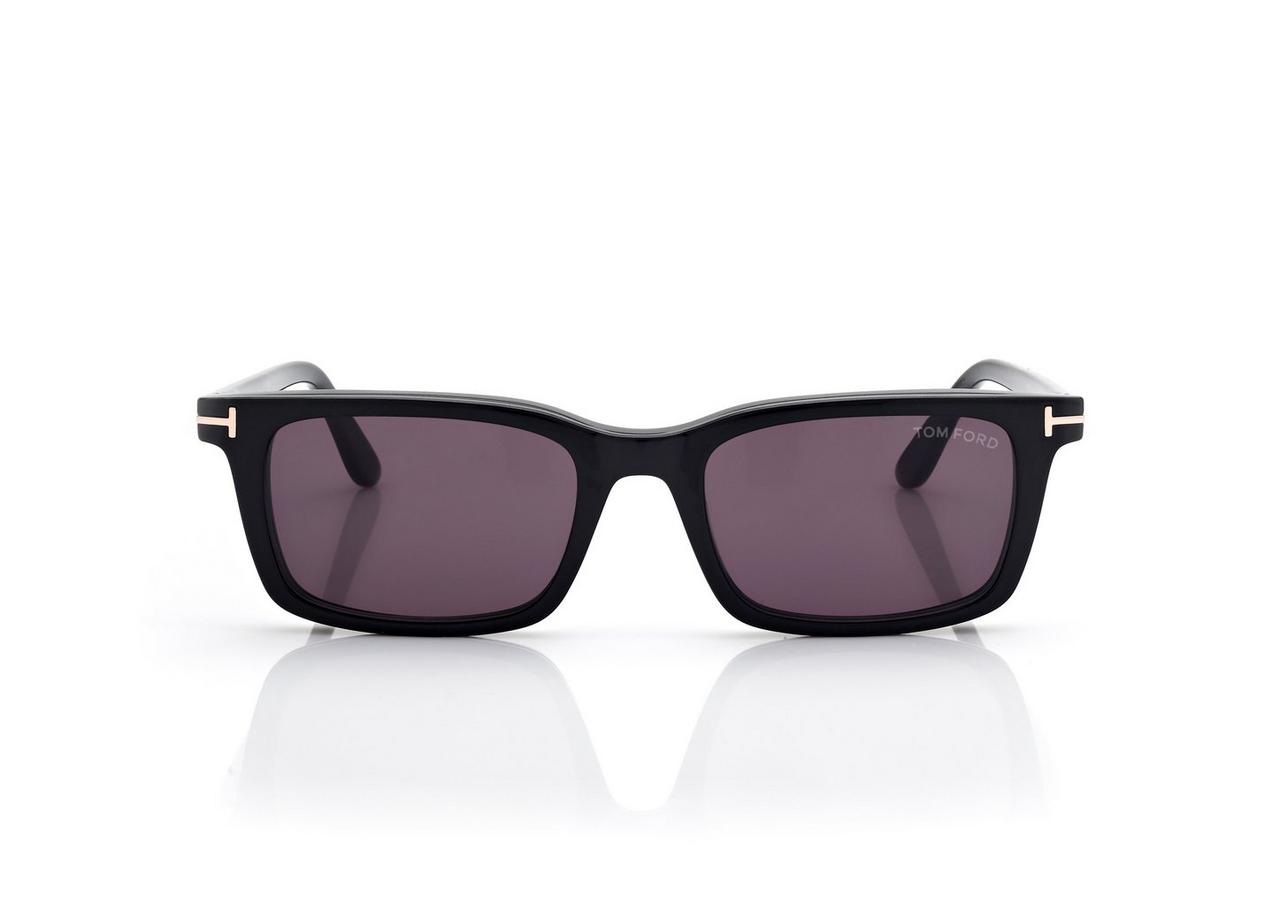 TOM FORD OM BLACK BLUE BLOCK RECTANGULAR OPTICALS WITH CLIP ON SUNGLASSES