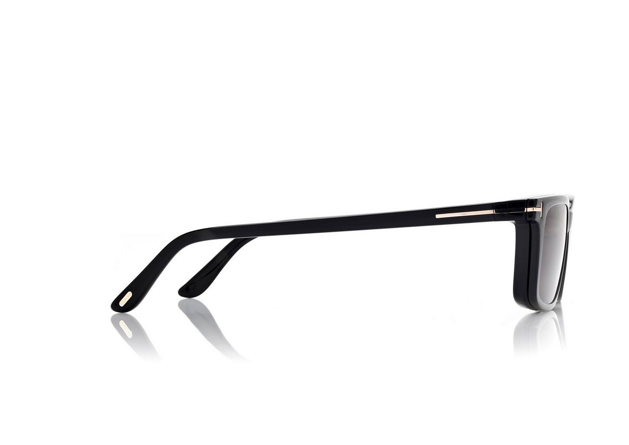 TOM FORD OM BLACK BLUE BLOCK RECTANGULAR OPTICALS WITH CLIP ON SUNGLASSES