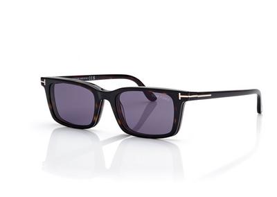 TOM FORD OM DARK HAVANA BLUE BLOCK RECTANGULAR OPTICALS WITH CLIP ON SUNGLASSES