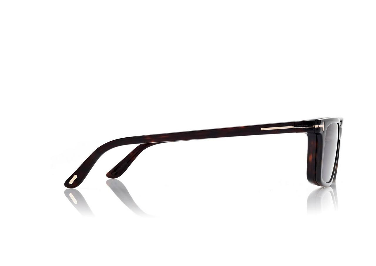 TOM FORD OM DARK HAVANA BLUE BLOCK RECTANGULAR OPTICALS WITH CLIP ON SUNGLASSES