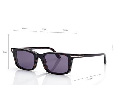 TOM FORD OM DARK HAVANA BLUE BLOCK RECTANGULAR OPTICALS WITH CLIP ON SUNGLASSES