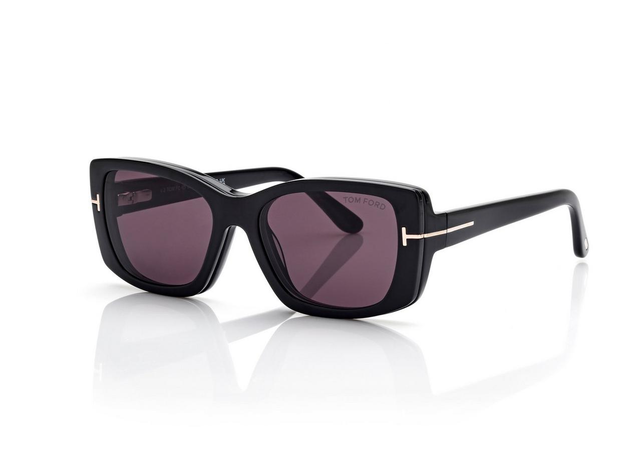 TOM FORD OM BLACK BLUE BLOCK RECTANGULAR OPTICALS WITH CLIP ON SUNGLASSES