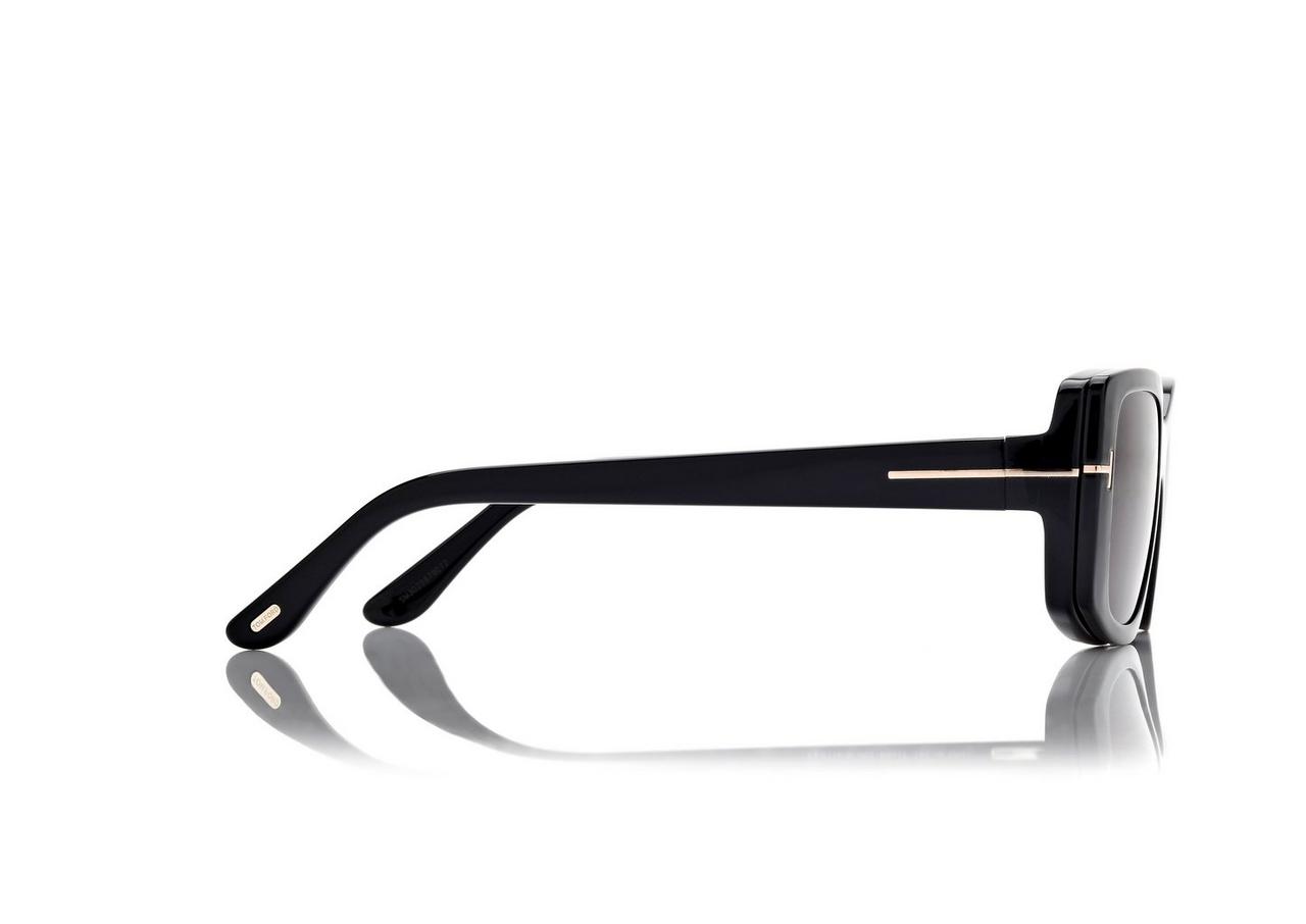 TOM FORD OM BLACK BLUE BLOCK RECTANGULAR OPTICALS WITH CLIP ON SUNGLASSES