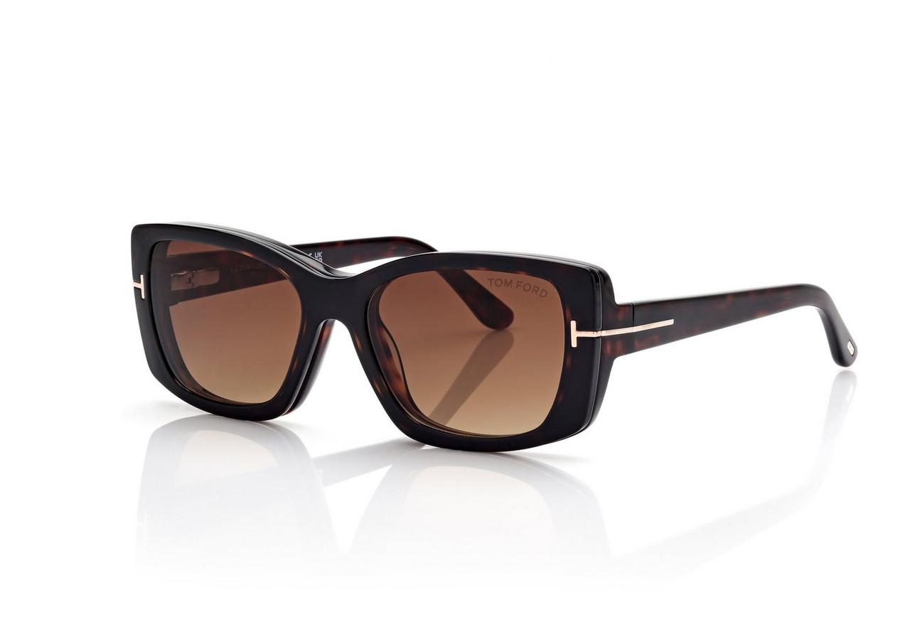 TOM FORD OM DARK HAVANA BLUE BLOCK RECTANGULAR OPTICALS WITH CLIP ON SUNGLASSES