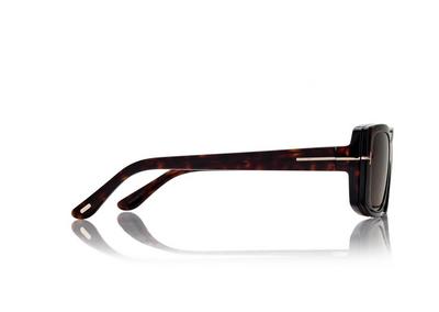 TOM FORD OM DARK HAVANA BLUE BLOCK RECTANGULAR OPTICALS WITH CLIP ON SUNGLASSES