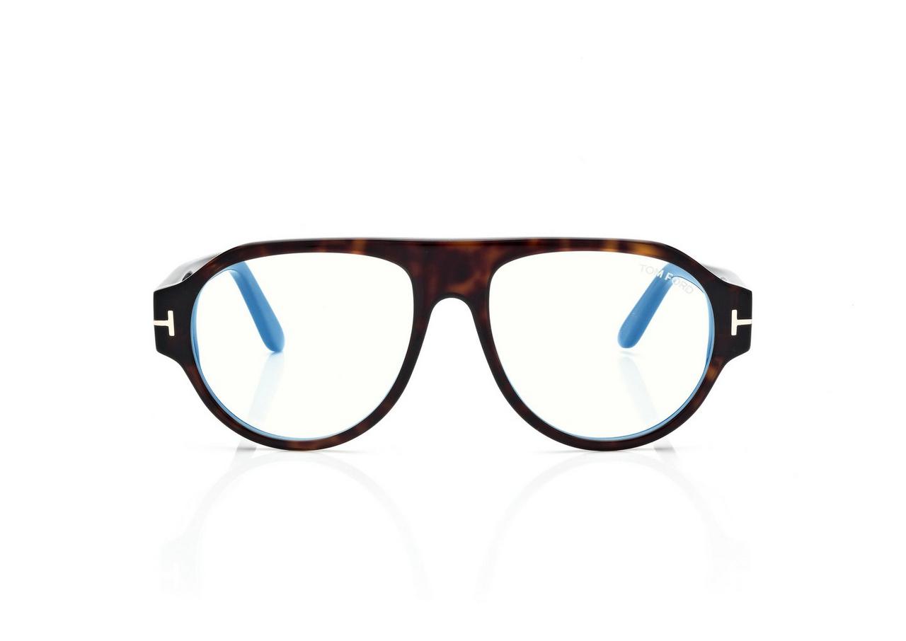 TOM FORD  DARK HAVANA BLUE BLOCK PILOT OPTICALS