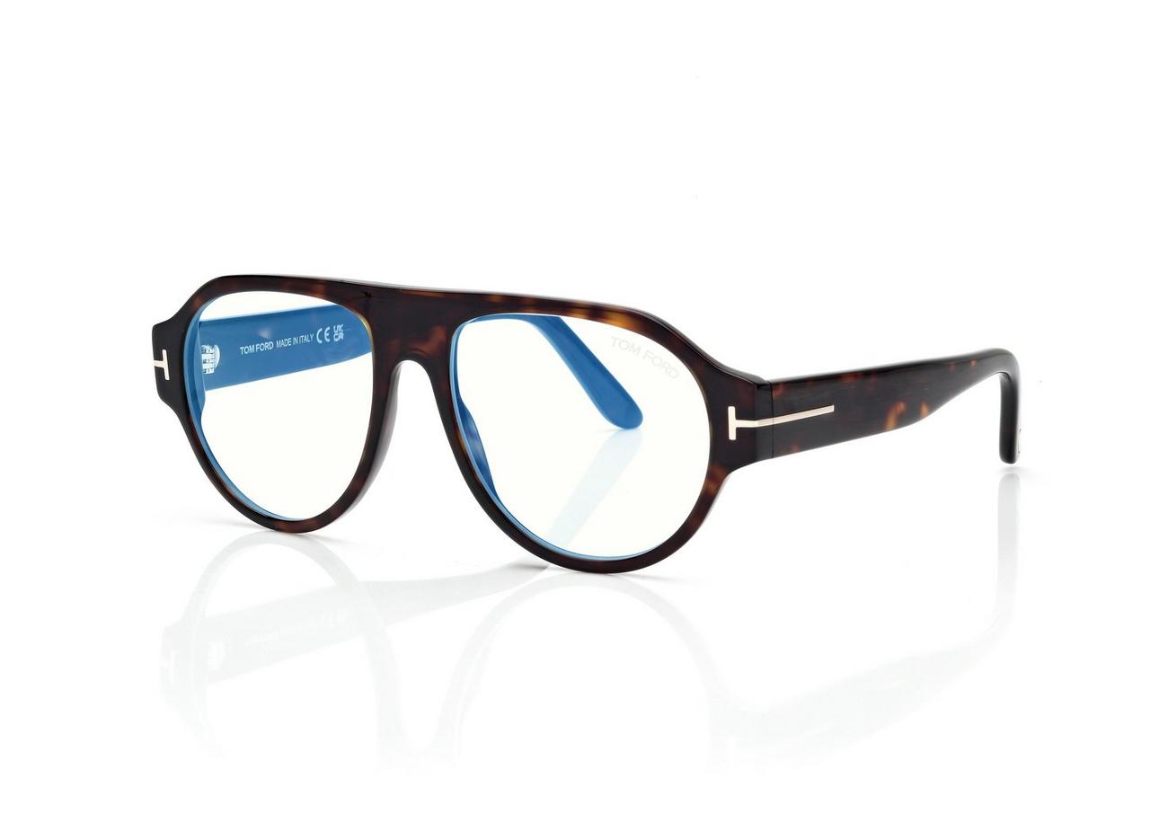 TOM FORD  DARK HAVANA BLUE BLOCK PILOT OPTICALS