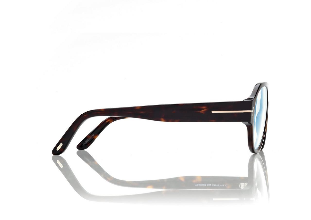 TOM FORD  DARK HAVANA BLUE BLOCK PILOT OPTICALS