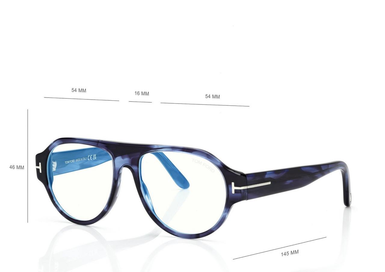 TOM FORD  LIGHT HAVANA BLUE BLOCK PILOT OPTICALS