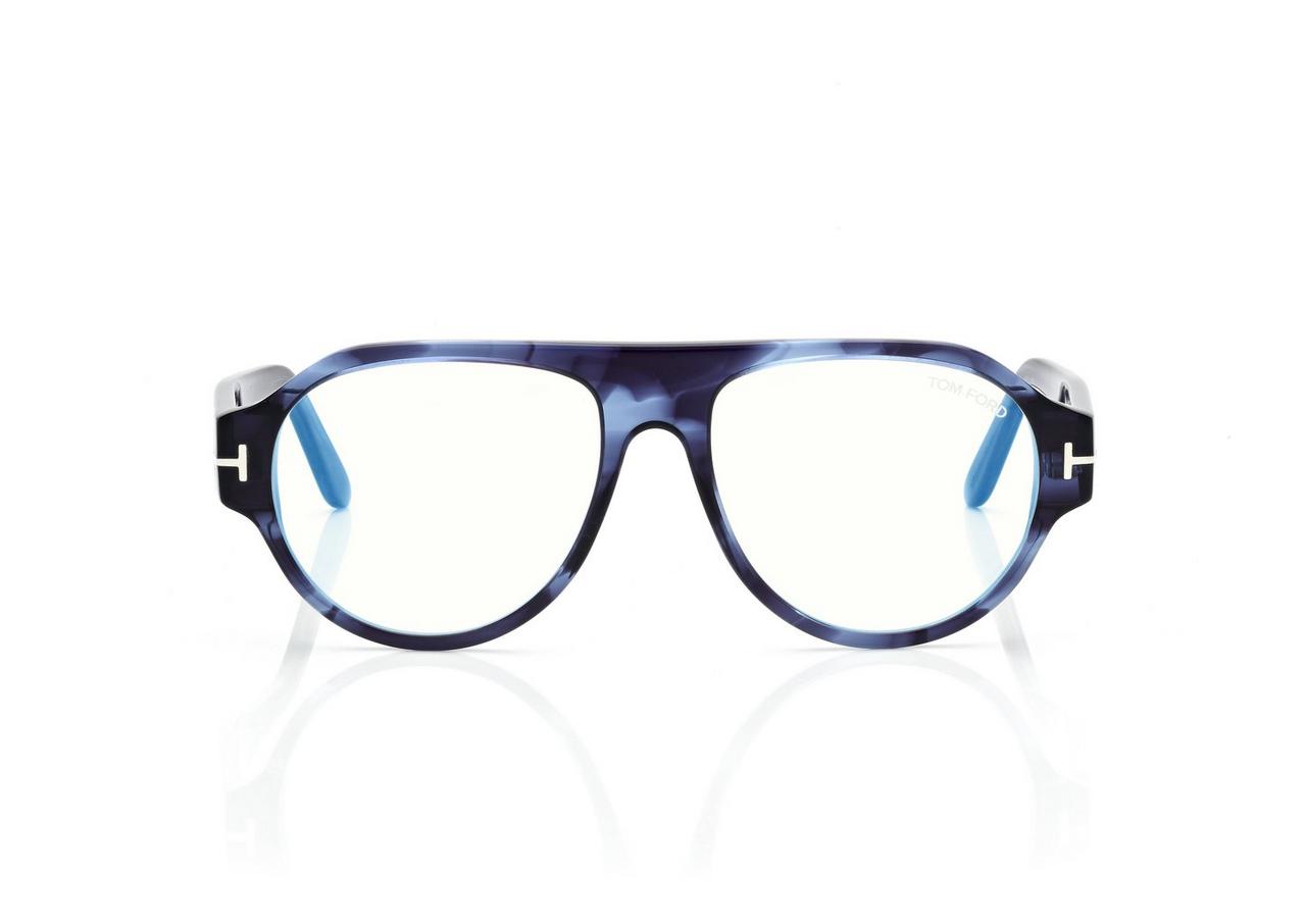 TOM FORD  LIGHT HAVANA BLUE BLOCK PILOT OPTICALS