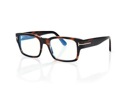 TOM FORD  LIGHT HAVANA BLUE BLOCK RECTANGULAR OPTICALS