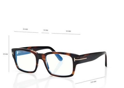 TOM FORD  LIGHT HAVANA BLUE BLOCK RECTANGULAR OPTICALS