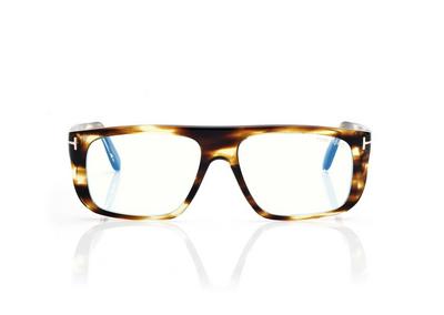 TOM FORD  STRIPED BLACK HAVANA BLUE BLOCK PILOT OPTICALS