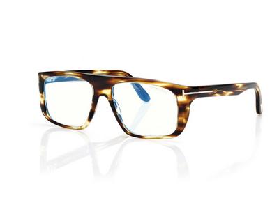 TOM FORD  STRIPED BLACK HAVANA BLUE BLOCK PILOT OPTICALS