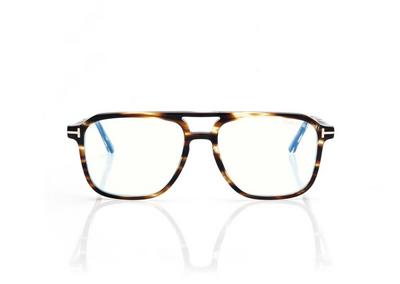 TOM FORD  STRIPED BLACK HAVANA BLUE BLOCK NAVIGATOR OPTICALS