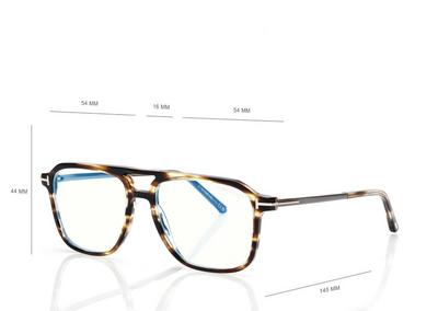 TOM FORD  STRIPED BLACK HAVANA BLUE BLOCK NAVIGATOR OPTICALS
