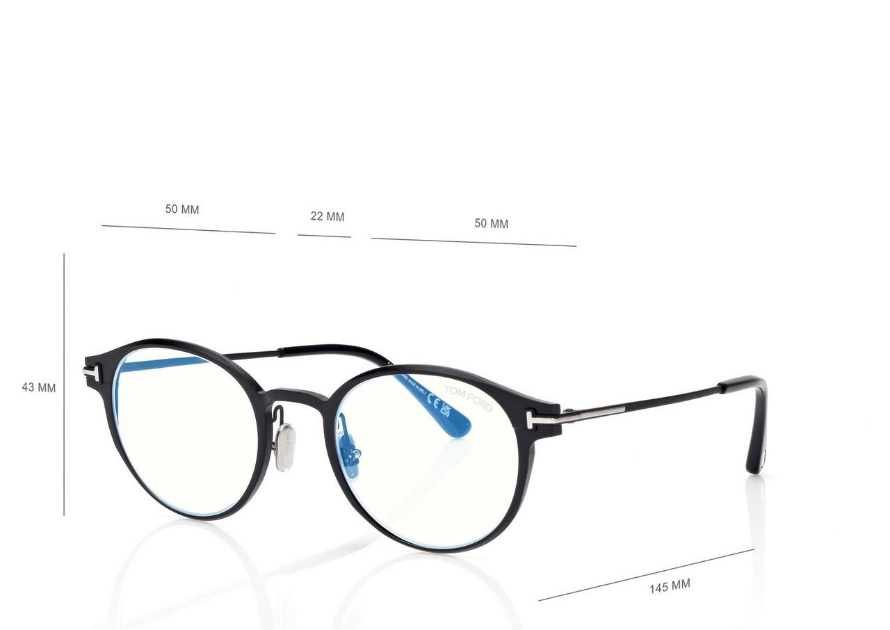 TOM FORD  BLACK + OTHER BLUE BLOCK ROUND OPTICALS