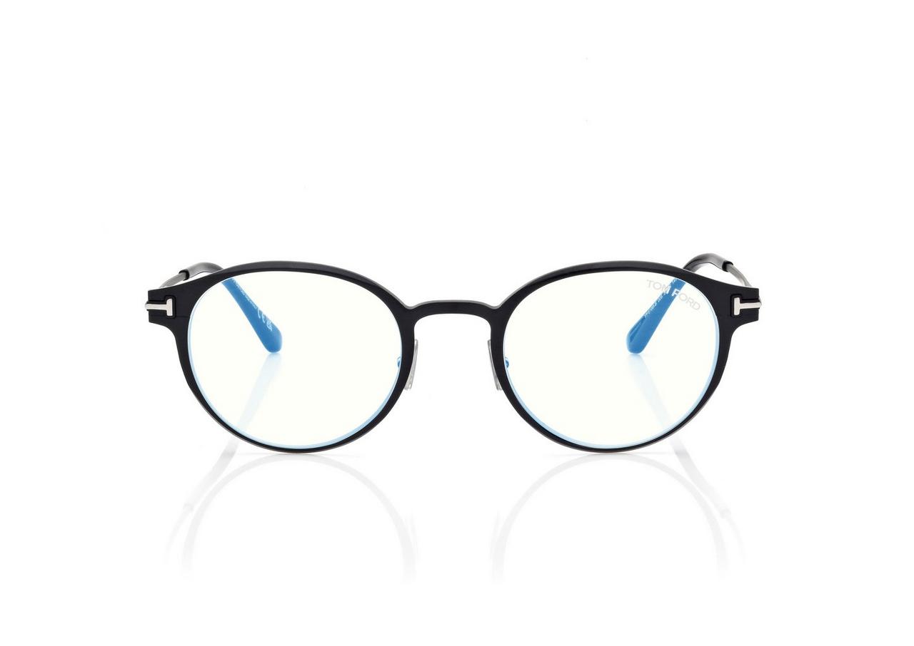 TOM FORD  BLACK + OTHER BLUE BLOCK ROUND OPTICALS