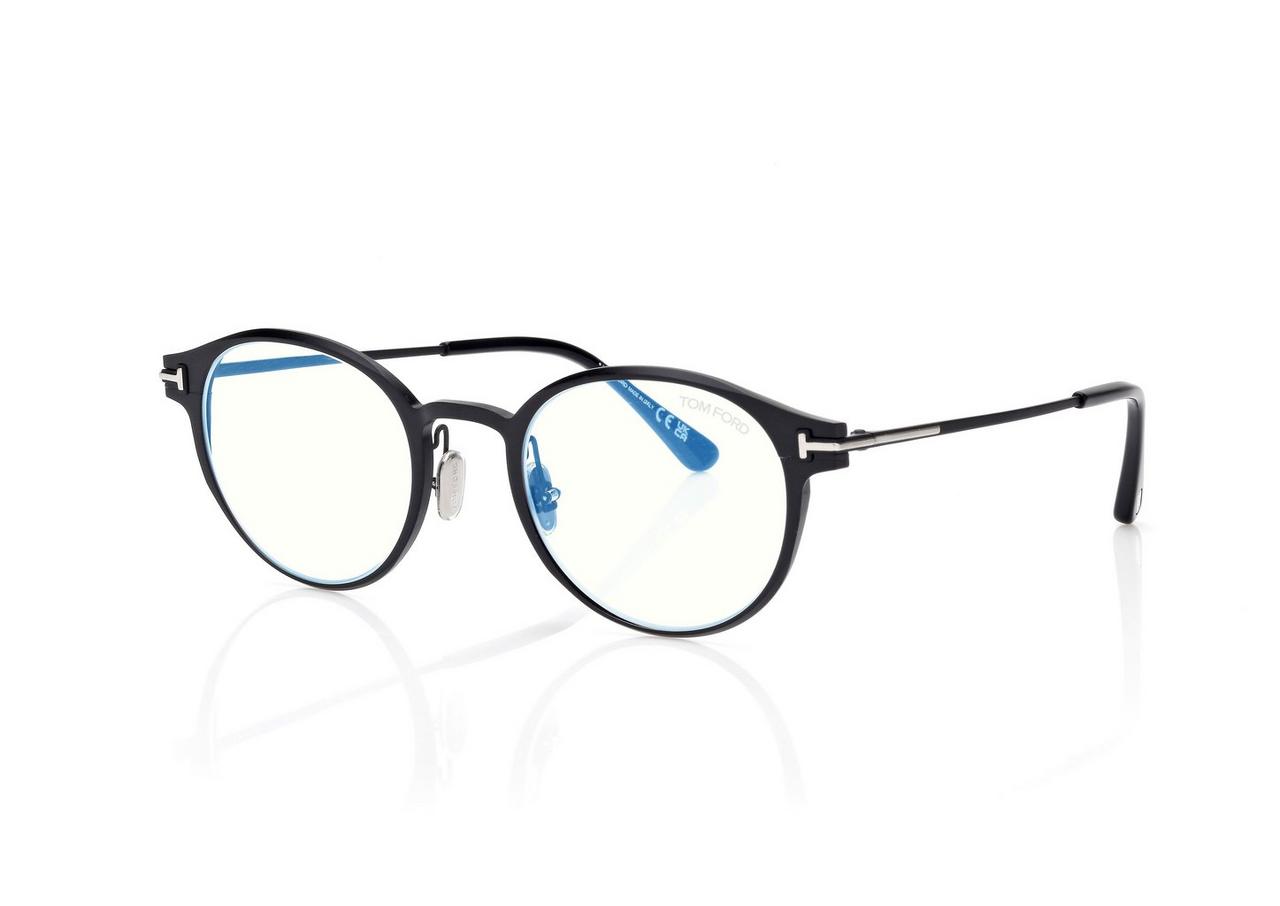 TOM FORD  BLACK + OTHER BLUE BLOCK ROUND OPTICALS