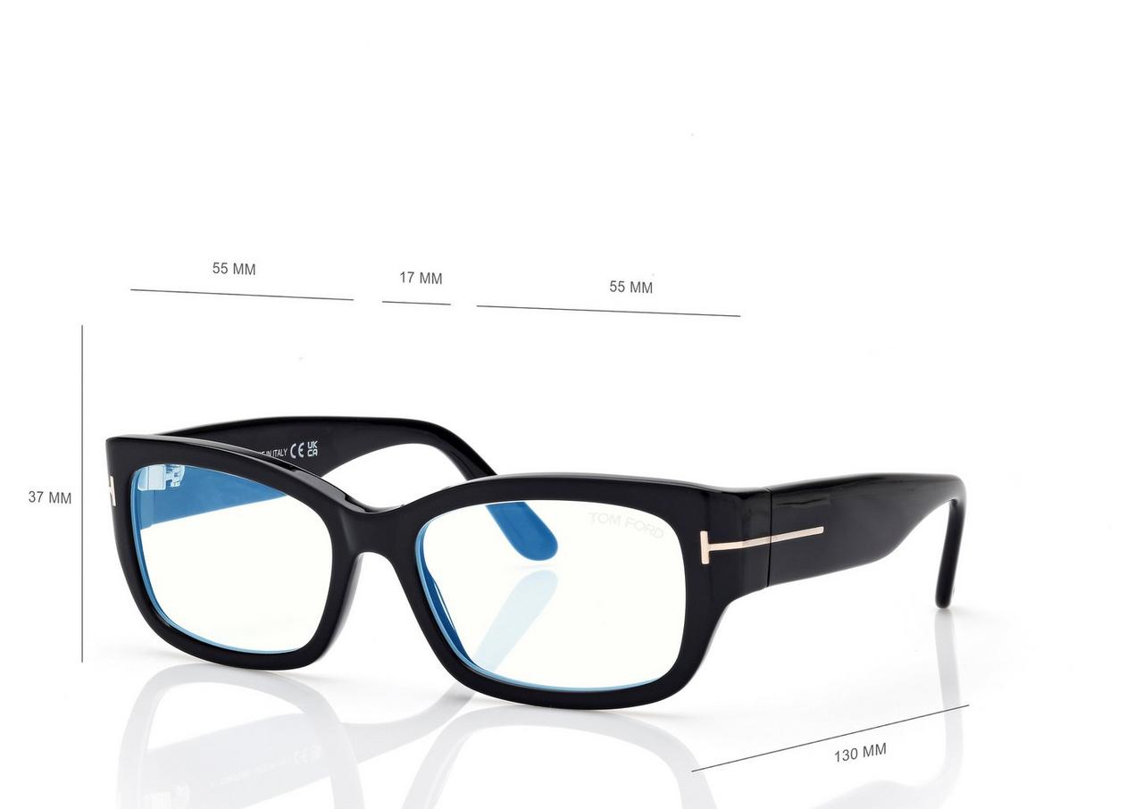 TOM FORD  BLACK BLUE BLOCK RECTANGULAR OPTICALS