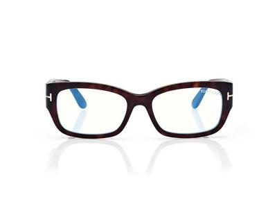TOM FORD  DARK HAVANA BLUE BLOCK RECTANGULAR OPTICALS