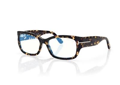 TOM FORD  LIGHT HAVANA BLUE BLOCK RECTANGULAR OPTICALS