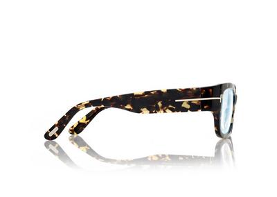 TOM FORD  LIGHT HAVANA BLUE BLOCK RECTANGULAR OPTICALS