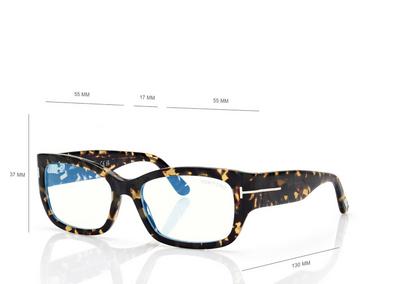 TOM FORD  LIGHT HAVANA BLUE BLOCK RECTANGULAR OPTICALS