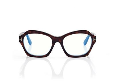 TOM FORD  DARK HAVANA BLUE BLOCK GEOMETRIC OPTICALS