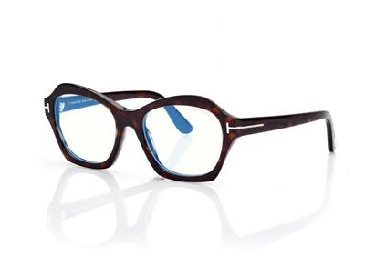 TOM FORD  DARK HAVANA BLUE BLOCK GEOMETRIC OPTICALS