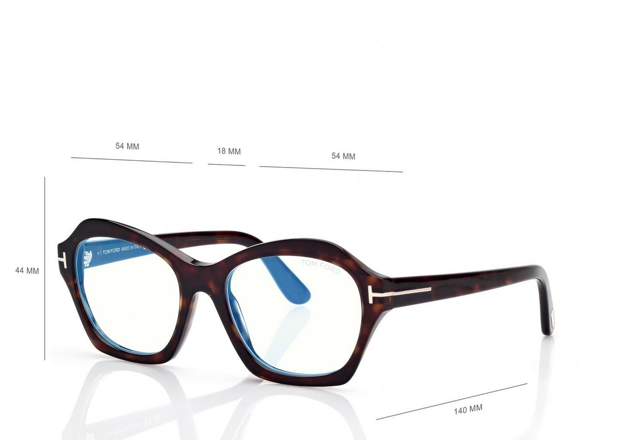 TOM FORD  DARK HAVANA BLUE BLOCK GEOMETRIC OPTICALS