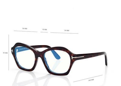 TOM FORD  DARK HAVANA BLUE BLOCK GEOMETRIC OPTICALS