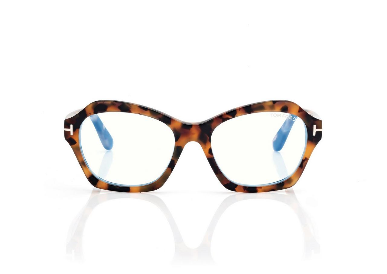 TOM FORD  STRIPED BLACK HAVANA BLUE BLOCK GEOMETRIC OPTICALS